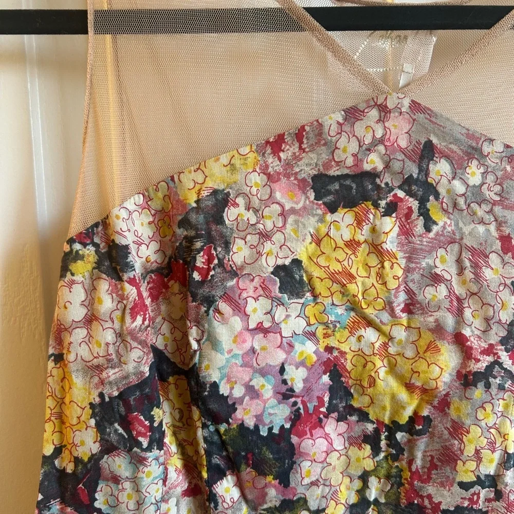 Anthropologie Zehavale Mesh Top Mini Dress Watercolor Floral Size US 6 - Picture 3 of 7